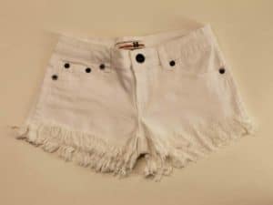 White Denim Frayed Shorts by Vintage Havana