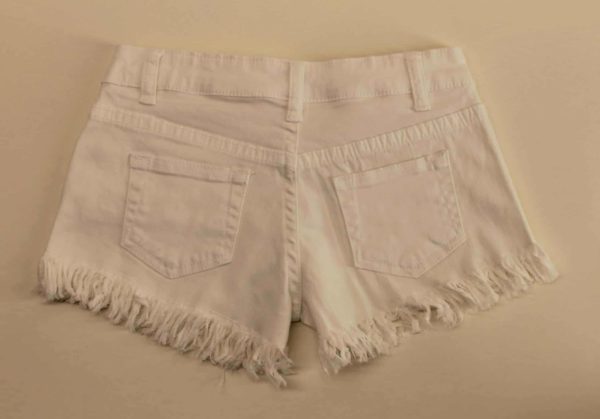 White Denim Frayed Shorts by Vintage Havana