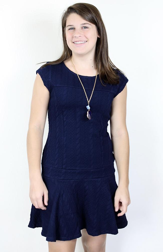 "Navy Cable Knit Dress" by Nicole Miller