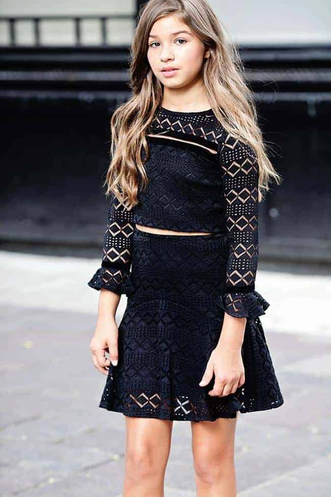Gigi Ri "The Lyndsey Dress" Black Two-Piece Crop Top