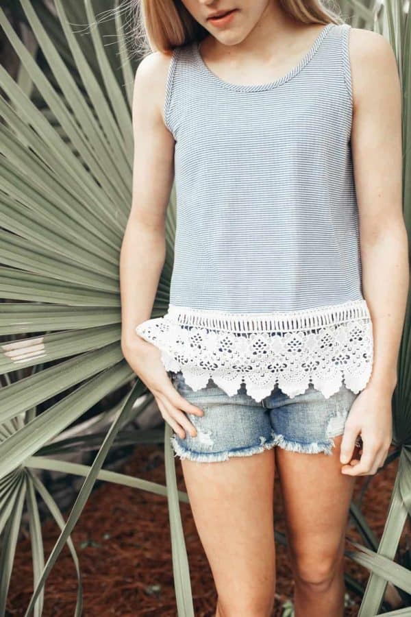 Love Daisy "Stripe Tank with Lace"