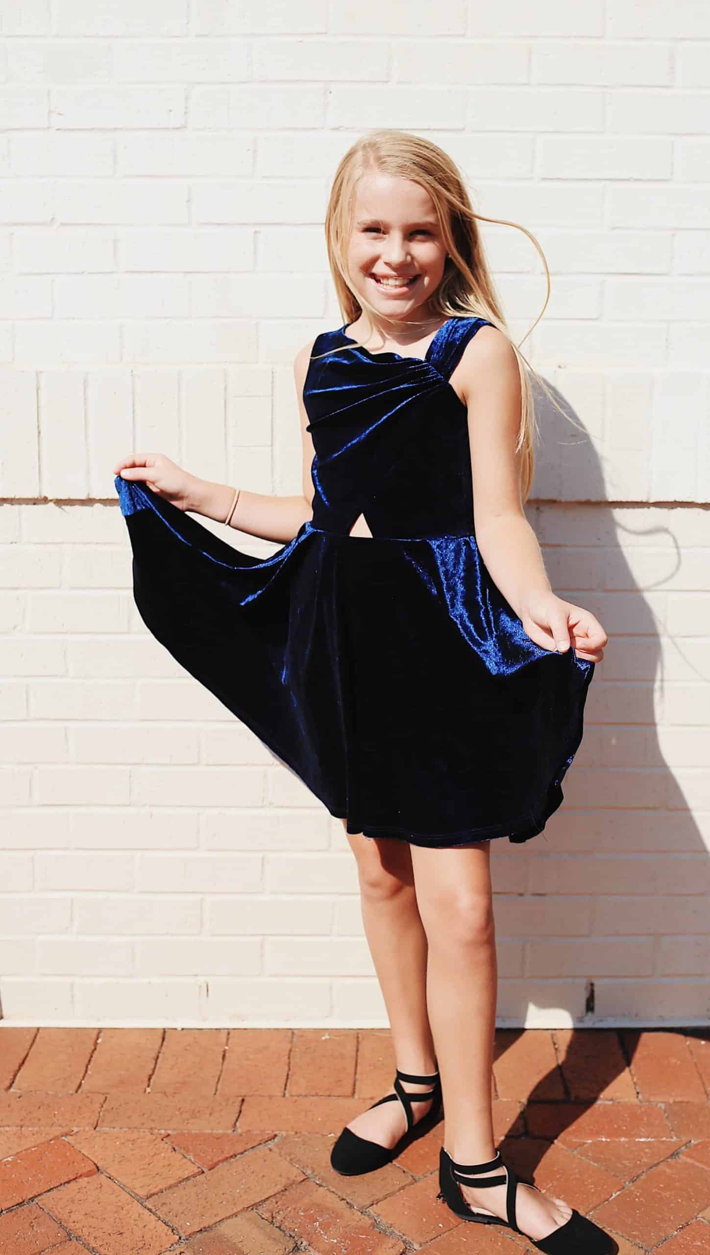 Gigi Ri "The Charlotte Dress" Blue Velvet