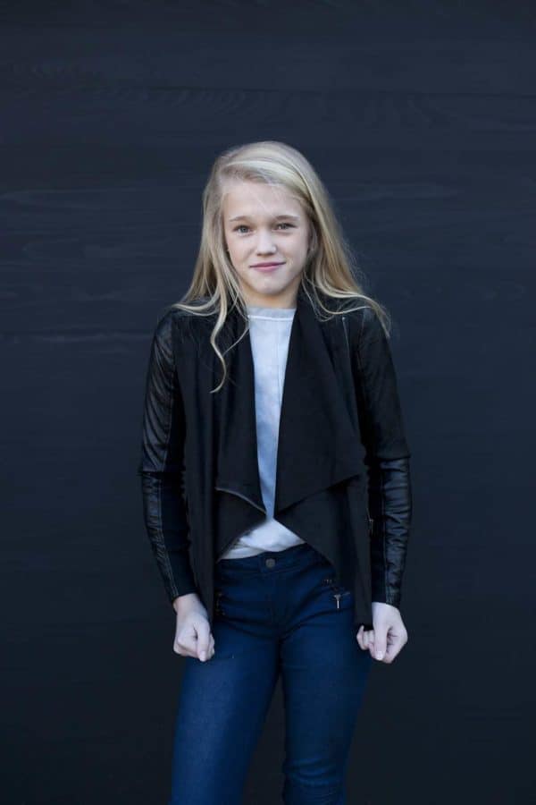 Girls Faux Leather and Suede Combo Jacket