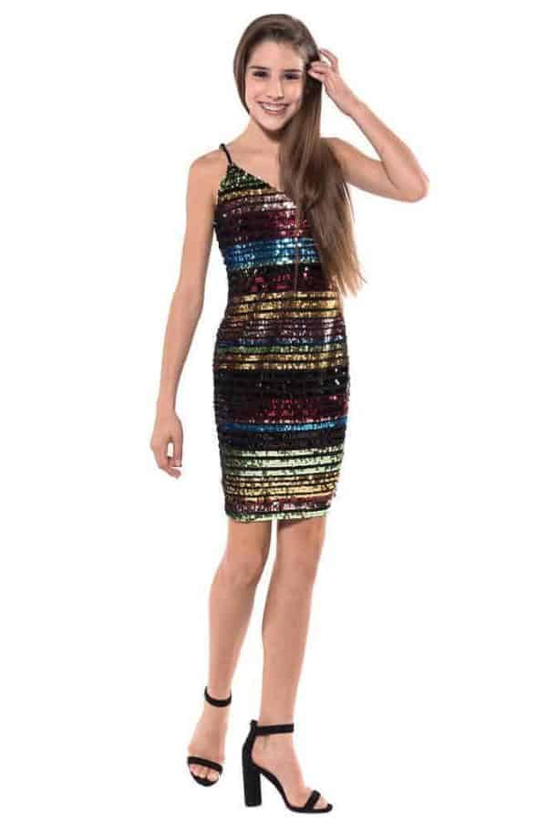 Tween Rainbow Sequin Dress