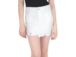Girls White Denim Skirt