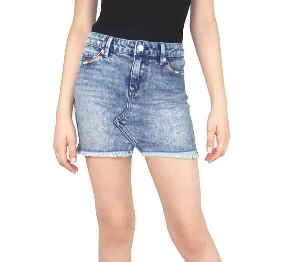 Tractr Denim Skirt w/ Side Embroidery ⋆ Gypsy Girl Tween Boutique