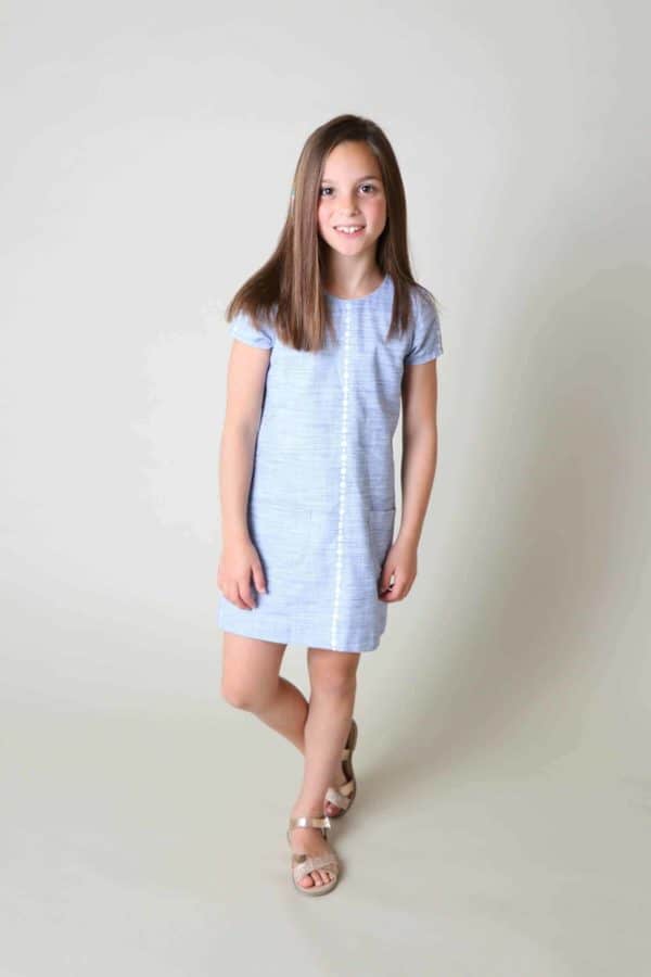 Girls Embroidered Reese Dress ~ Blue ⋆ Gypsy Girl Tween Boutique