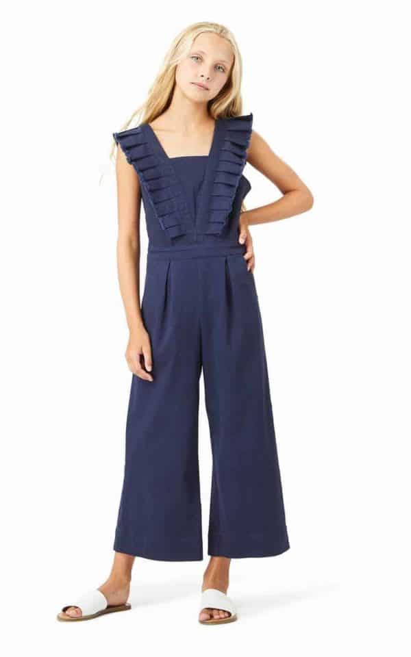 Habitual Girl Pleated Jumpsuit ~ Navy ⋆ Gypsy Girl Tween Boutique
