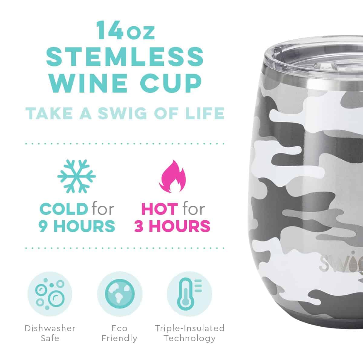 SWIG Incognito Camo Stemless Wine Cup (14oz) ⋆ Gypsy Girl Tween Boutique