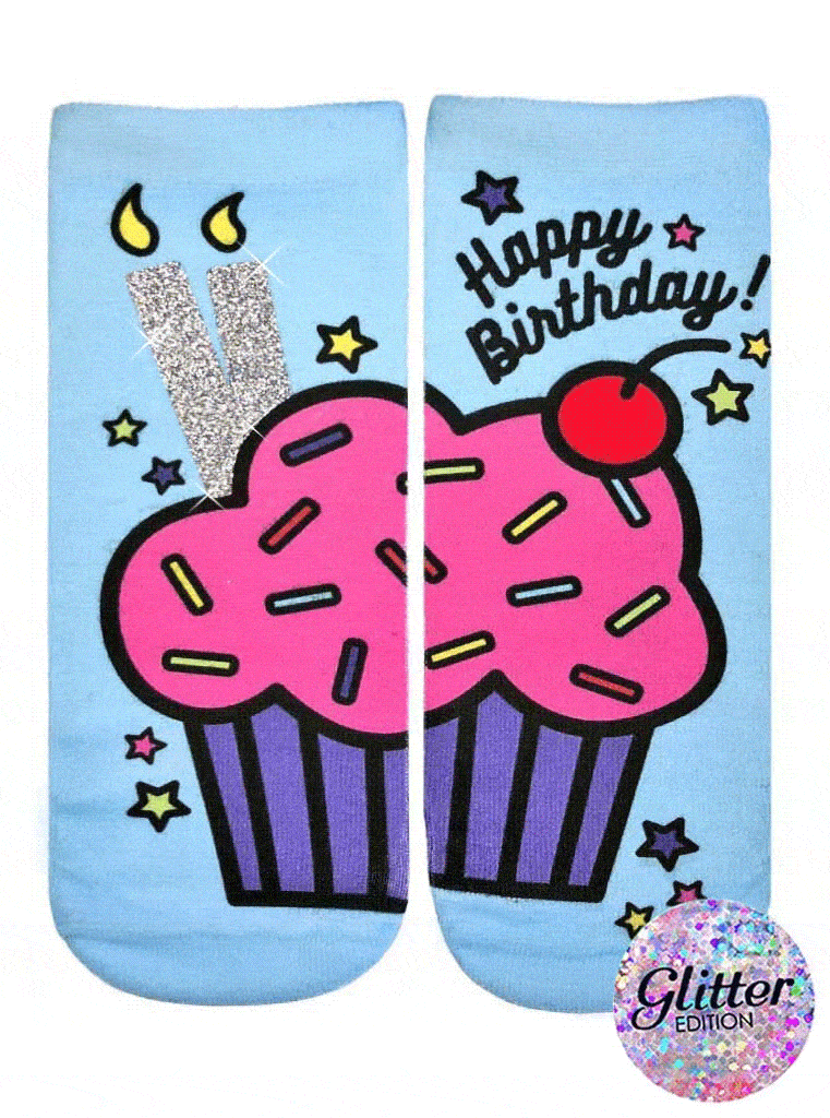 Living Royal Birthday Cupcake Glitter Ankle Socks