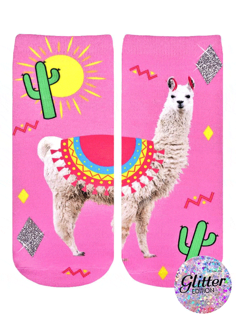 Living Royal Peru Llama Glitter Ankle Socks
